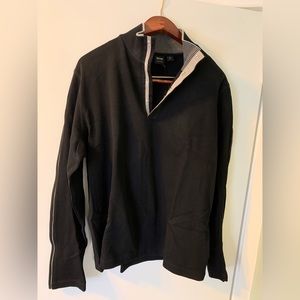 Hugo Boss Piceno Ribbed Mock 1/4 Snap Black Men’s Sweater